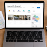 Persoană care caută anunțuri online în București pe laptop